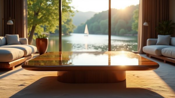 La table basse reflet lumineux : élue rivière d'énergie pour votre salon