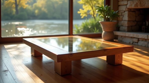 La table basse reflet lumineux : élue rivière d'énergie pour votre salon
