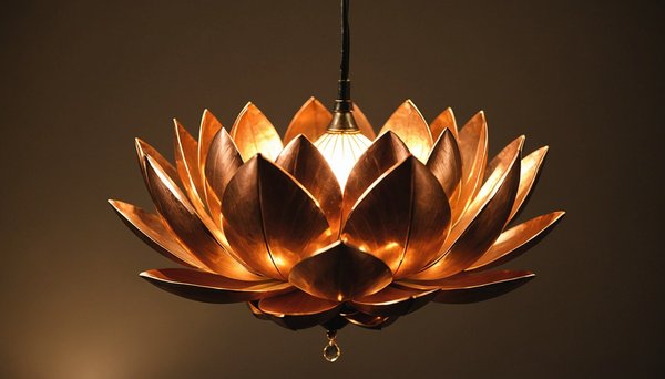 Suspension cuivre en forme de lotus : l'élégance de l'éclairage